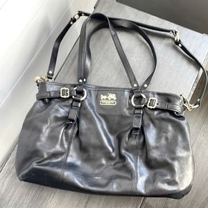 Coach Madison Sophia Black Leather Satchel Hobo Handbag
